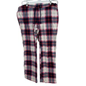 Old Navy Plaid Lounge Pajama Pants L Elastic Waistband Red White Blue Pattern
